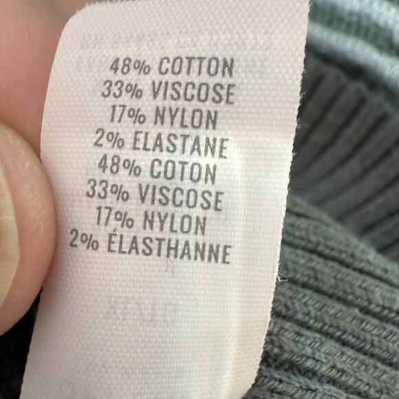 OFFLINE by Aerie Ribbed Half Zip Sweater Green Striped Thumbholes XL Pullover - Picture 6 of 9